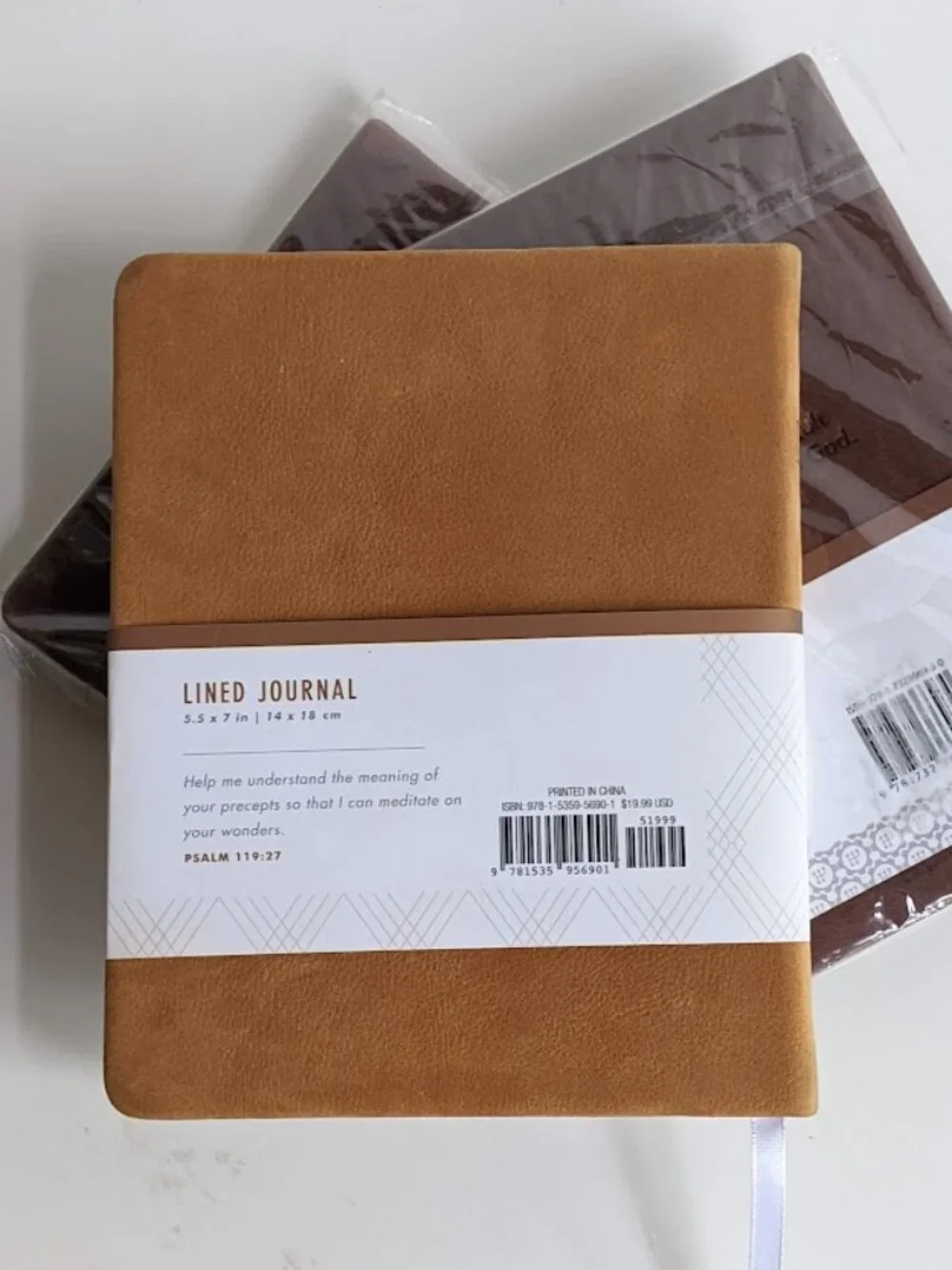 One Yellow Brown Leather Journal Notebook, 208 Smooth Ivory Pages